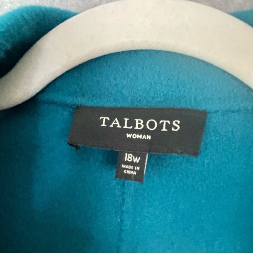 Talbot's Wool Aqua Blue Short Button Front Coat Jacket Button 18W #AO - Picture 2 of 9